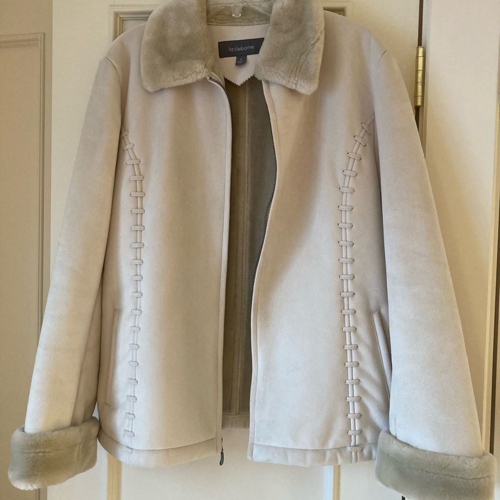 Liz Claiborne Faux Suede and Faux Fur Jacket